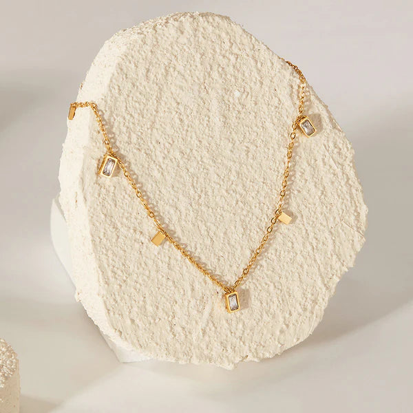 Baguette Crystal Droplet Necklace NVR -0487