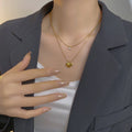 Layered Heart & Solitaire Necklace NVR-0489