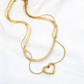 Layered Heart & Herringbone Necklace NVR-0490