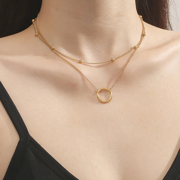 Forever Golden Circle Layered Necklace NVR-0492