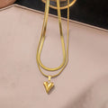 Heart Full of Gold Puffy Double Layer Necklace NVR-0493