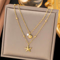 Kissed by the Sea Shell & Starfish Layered Necklace NVR-0494
