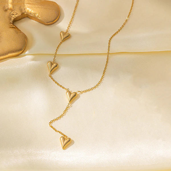 Love Rains Down Cascading Heart Lariat Necklace NVR-0495