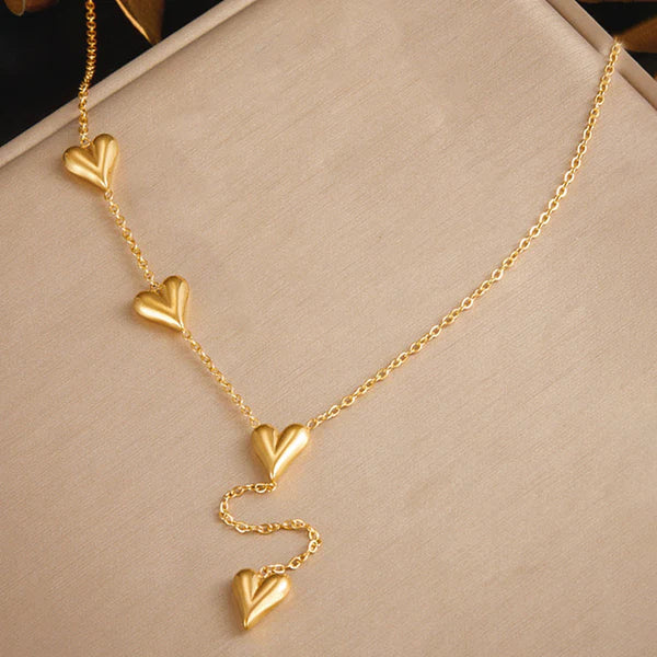 Love Rains Down Cascading Heart Lariat Necklace NVR-0495