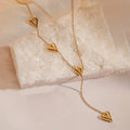 Love Rains Down Cascading Heart Lariat Necklace NVR-0495