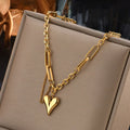 Wrapped in Gold Mixed Chain Heart Pendant Necklace NVR-0496