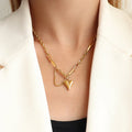 Wrapped in Gold Mixed Chain Heart Pendant Necklace NVR-0496