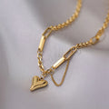 Wrapped in Gold Mixed Chain Heart Pendant Necklace NVR-0496