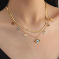 Moonlit & Protected Evil Eye Charm Layered Necklace NVR-0497