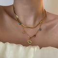 Moonlit & Protected Evil Eye Charm Layered Necklace NVR-0497