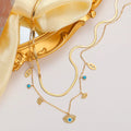 Moonlit & Protected Evil Eye Charm Layered Necklace NVR-0497