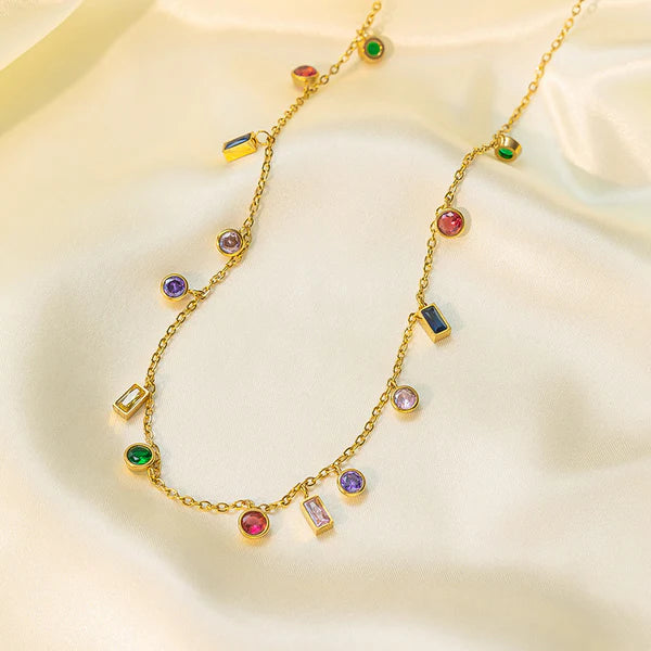 Scattered Light Multicolour Crystal Charm Necklace NVR-0498