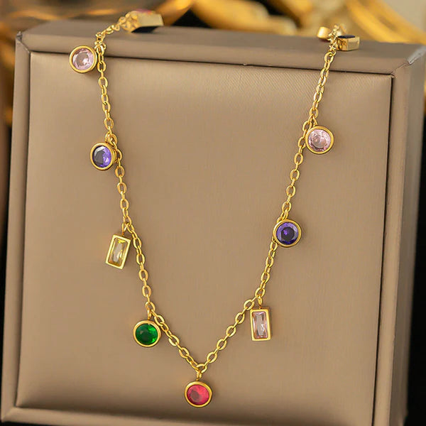 Scattered Light Multicolour Crystal Charm Necklace NVR-0498