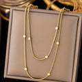 Golden Silence Double Layer Snake & Bead Chain Necklace NVR-0499