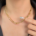 Golden Silence Double Layer Snake & Bead Chain Necklace NVR-0499