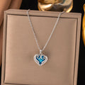Heaven Sent Blue Crystal Angel Wing Heart Necklace NVR-0500