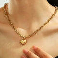 Golden & Untamed Chunky Link Heart Chain Necklace NVR-0503