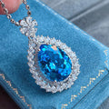 Snow White's Royal Blue Teardrop Halo Necklace NVR-0506