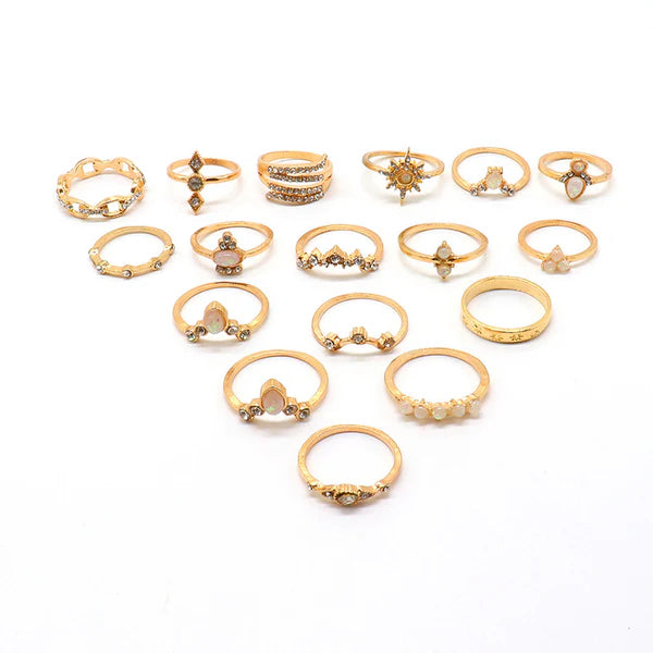 Born Under Golden Stars — Gold Opal Celestial Multi Stack Ring Set NVR-0511