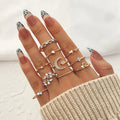 Soft Like Moonlight — Gold Moon Crystal Delicate Stack Ring Set NVR-0513