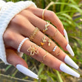 Garden of Gold — Butterfly Leaf & Pearl Stack Ring Set NVR-0514