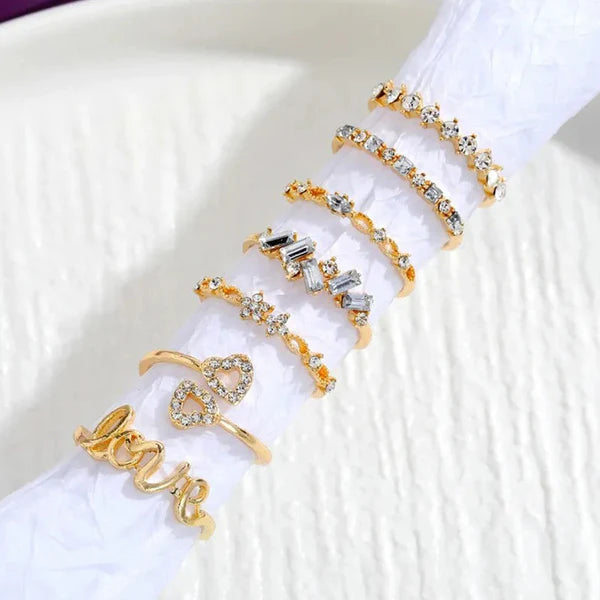 Garden of Gold — Butterfly Leaf & Pearl Stack Ring Set NVR-0514