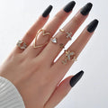 Love Faith Wings — Gold Cross Heart & Butterfly Ring Set NVR-0515