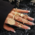 Liquid Gold Sculptures — Bold Hammered Sculptural Ring Set NVR-0516