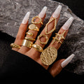 Liquid Gold Sculptures — Bold Hammered Sculptural Ring Set NVR-0516