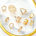 Liquid Gold Sculptures — Bold Hammered Sculptural Ring Set NVR-0516