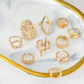 Liquid Gold Sculptures — Bold Hammered Sculptural Ring Set NVR-0516