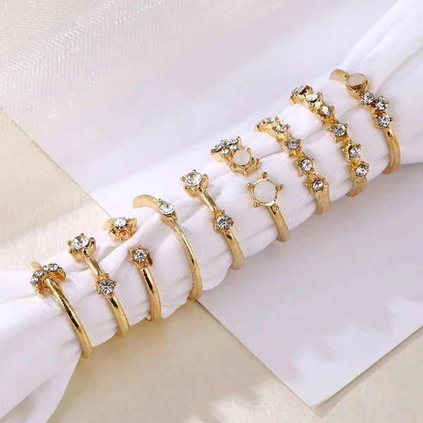 Stargazer's Collection — Gold Celestial CZ Star & Moon Ring Set NVR-0517