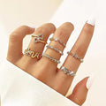 Written in Gold — Love Script & Crystal Stack Ring Set NVR-0518