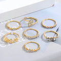 Written in Gold — Love Script & Crystal Stack Ring Set NVR-0518