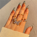 Midnight Garden — Crystal Butterfly Star & Moon Ring Set NVR-0519
