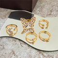 Midnight Garden — Crystal Butterfly Star & Moon Ring Set NVR-0519
