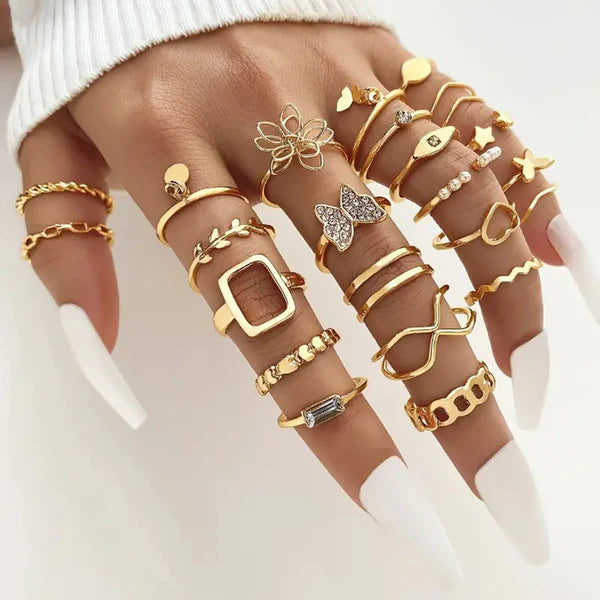 The Golden Everything — Mega Gold Stack Ring Set NVR-0520