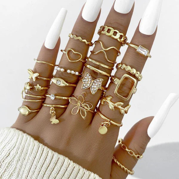The Golden Everything — Mega Gold Stack Ring Set NVR-0520