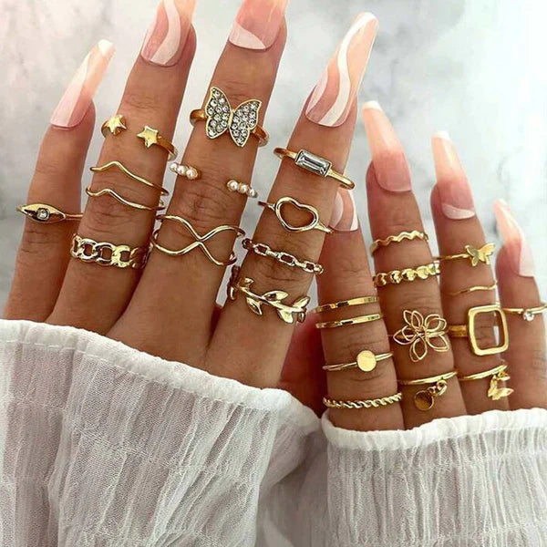 The Golden Everything — Mega Gold Stack Ring Set NVR-0520