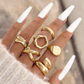 Poured in Gold — Molten Chunky Statement Ring Set NVR-0521