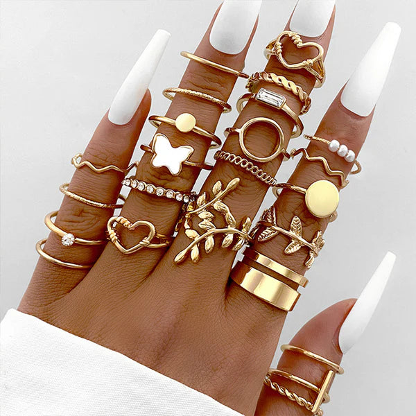 Golden Universe — Nature Butterfly & Charm Mega Ring Set NVR-0522