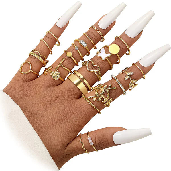 Golden Universe — Nature Butterfly & Charm Mega Ring Set NVR-0522