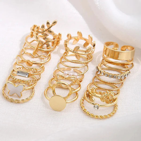 Golden Universe — Nature Butterfly & Charm Mega Ring Set NVR-0522