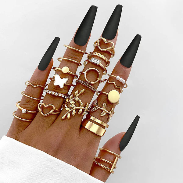 Golden Universe — Nature Butterfly & Charm Mega Ring Set NVR-0522