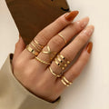 Lines & Gold — Minimal Geometric Stack Ring Set NVR-0523
