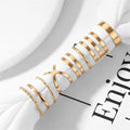 Lines & Gold — Minimal Geometric Stack Ring Set NVR-0523