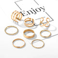 Lines & Gold — Minimal Geometric Stack Ring Set NVR-0523