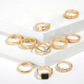 Ancient Gold — Greek Pattern & Roman Numeral Ring Set NVR-0524
