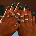Ancient Gold — Greek Pattern & Roman Numeral Ring Set NVR-0524