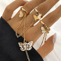 Free Like a Butterfly — Gold Chain Connected Butterfly Ring Set NVR-0525